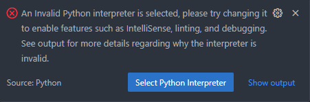 vscode can't find a valid interpreter